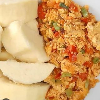 Boiled Yam + Egg Sauce 