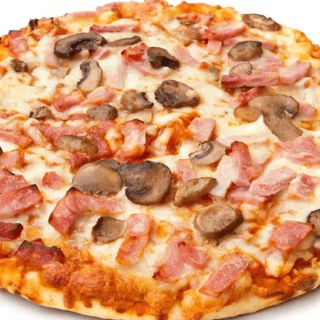 Pizza de jamón y setas