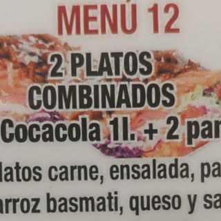 Menú 12 Platos Combinados