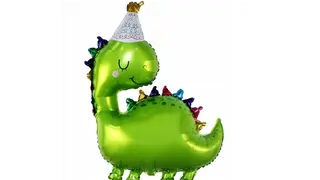 Balon foliowy zielony dinozaur w czapeczce