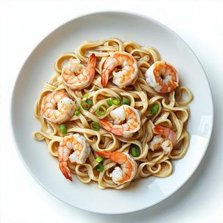 Spaghetti di udon con gamberi