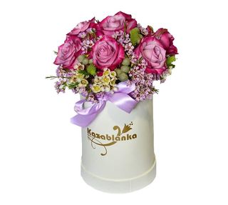 Lila ruže, šamalacijum i brunija u kutiji (RUK 025)