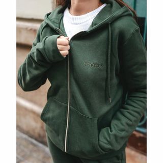 Sudadera Cremallera Verde  Unisex