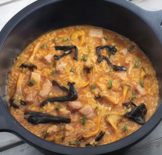 Arroz Meloso De Secreto Ibérico Y Trompetas De La Muerte