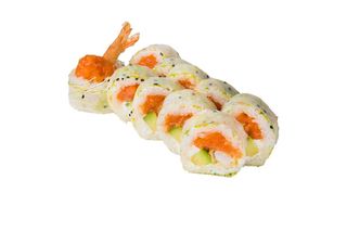 Whiteroll z krewetka w tempurze i tatarem z łososia 10szt 