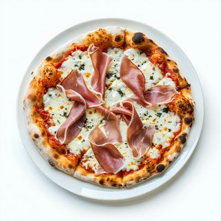 Pizza Gorgonzola con SPECK    Ø 33cm
