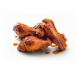 Alitas de pollo 7 piezas con salsa barbacoa y patatas fritas