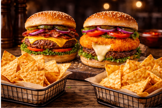 2x burger+ 2x nachosy+ 2x sos