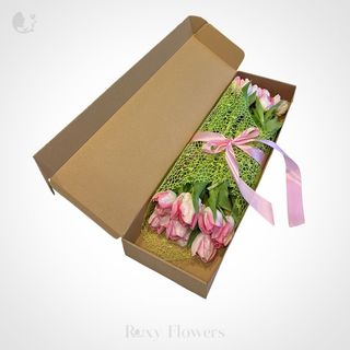 Flowerbox cu 15 lalele roz – Surpriza Roz