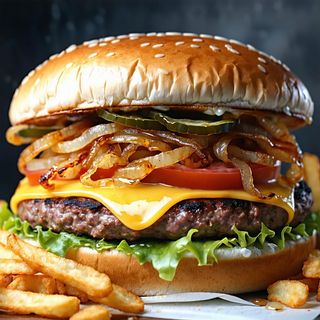 Cheeseburger z cebulą smażoną