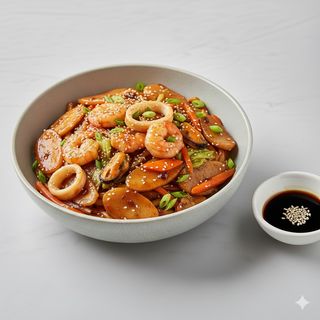 Gnocchi cinesi con frutti di mare