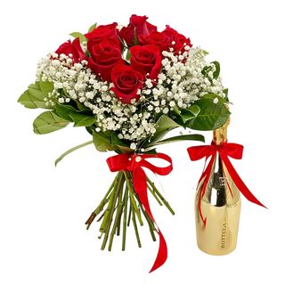 Trandafiri rosii si Prosecco Bottega 