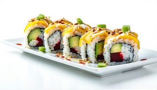 Yellow veggie - 8 pezzi avocado, cetriolo, insalata, barbabietola, sesamo e vegan maio