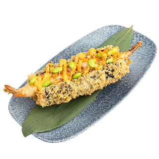 Hot dog z krewetkami w tempurze