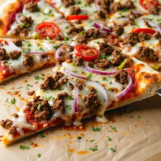 Kawałek pizzy z wołowiną