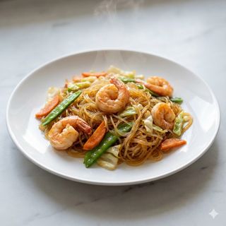 71.Spaghetti di soia  con gamberi
