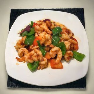 Gambas salteadas con kum - bao