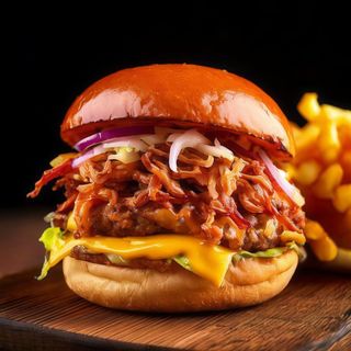 Hamburguesa de pulled pork con patatas