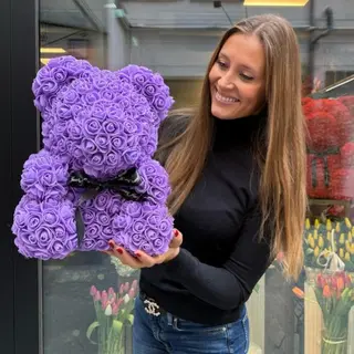 Violet flower Teddy 50cm