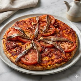 Pizza De Anchoas Y Tomate
