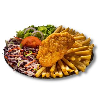 Snitel crispy la farfurie cu cartofi