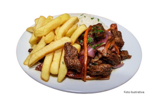 ternera con patatas fritas