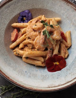 Пенне с креветками (острый)