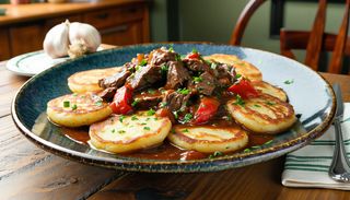 Placki ziemniaczane z gulaszem