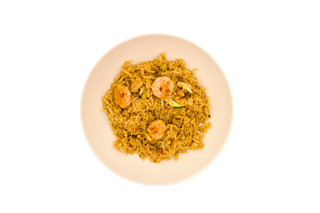 106. Meshi con gamberi e verdure