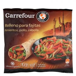 Relleno para Fajitas de Pimientos, Pollo y Cebolla Carrefour 300 Gr.
