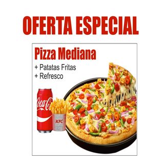 Pizza Mediana + Patatas Fritas + Refresco