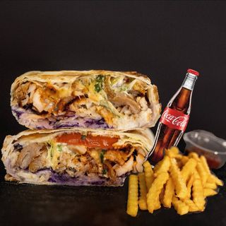 Shawarma z karkówką +  frytki +  cola  ZA 1 zł