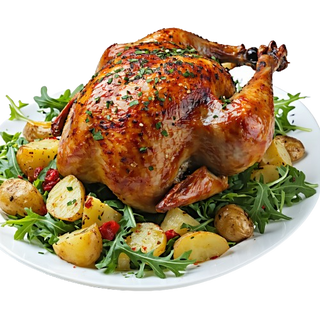 2 Pollo A L'Ast Entero Con Patatas Y Ensalada Especial