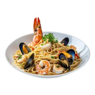 Tallarines con mariscos