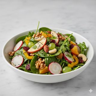 Ensalada De Verdura Con Fruta Y Frutos Secos