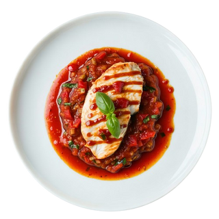 filete de pollo con salsa de pimiento del piquillo