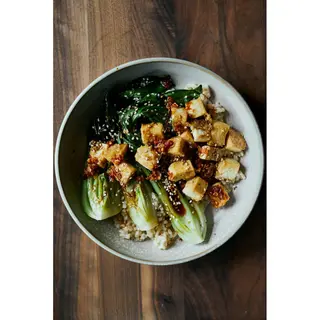 Tofu and bok choi teriyaki