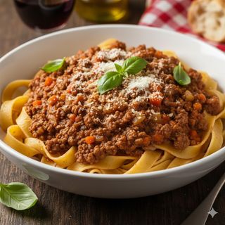 Болонезе с телешко рагу