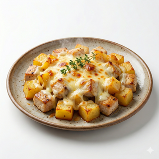 Pollo Con Patatas Y Queso Gratinado