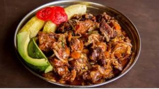 1/2 kg Pan Fried Pork Assorted with boiled matooke fingers, 