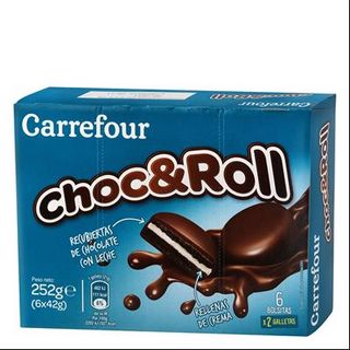 Galletas Choco con Leche y Crema Choc&Roll Carrefour 252 Gr.