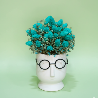 Maceta Muñeco Con Lentes Y Preservadas Turquesa