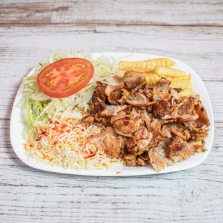 Plato con ternera, pollo o mixto + patatas o arroz basmati