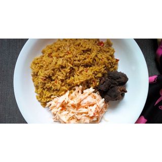 Jollof Rice And Beef With Coslaw