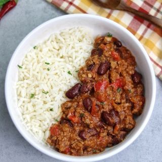 Chilli Com Carne vaca com arroz