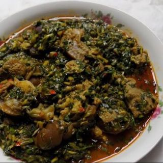 Vegetable soup with goatmeat 