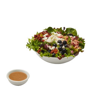 Ensalada de queso de cabra, arándanos y vinagreta balsámica