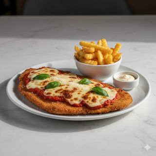 Milanesa De Ternera Napolitana Con Patatas Fritas