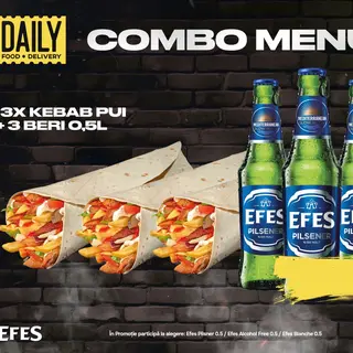 3x Kebab de pui + 3x Efes