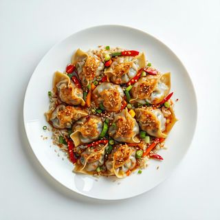 Gnocchi di riso saltato con carne di maiale everdure piccante